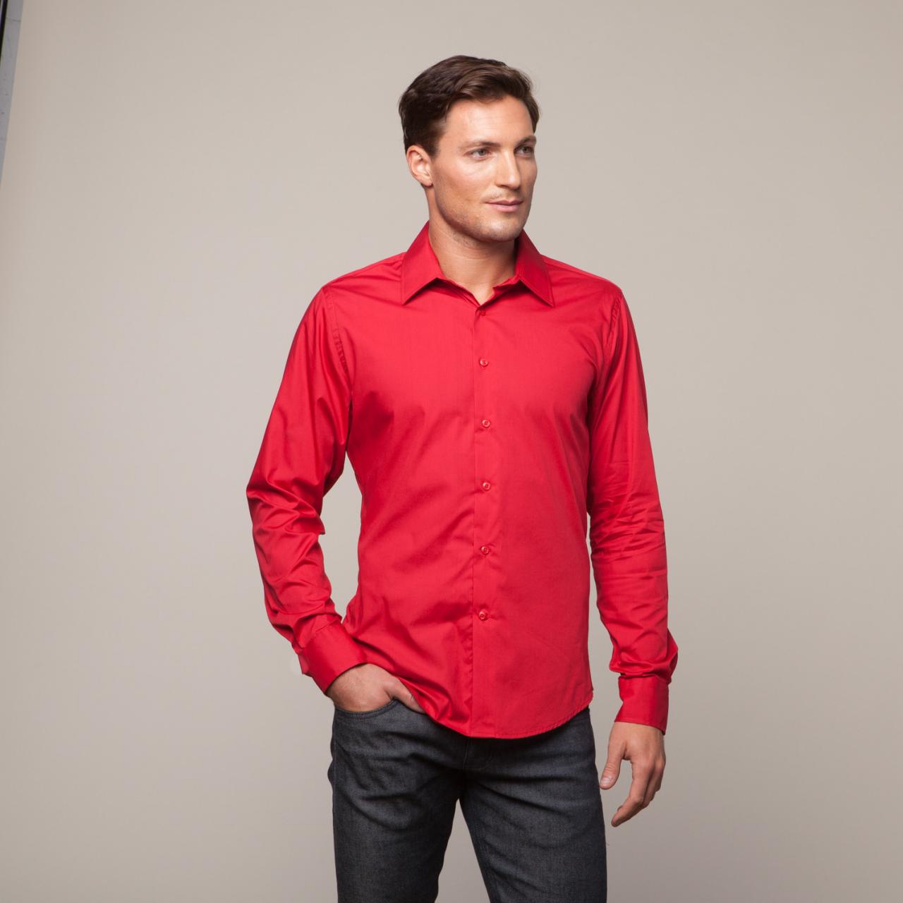 Look Sharp Red Button Down Dress Shirt Mens