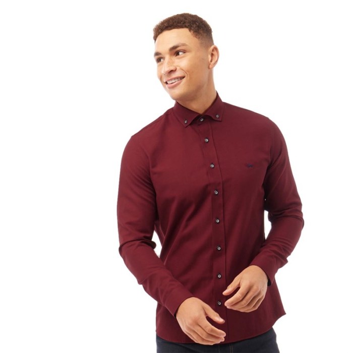 Long Sleeve Mens Burgundy Dress Shirt Classic Style for Every Occasion